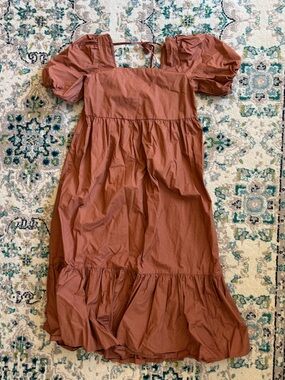 Oak + Fort Tiered Midi Dress - Rust